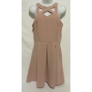 Speechless Juniors Skater Dress Pockets Cutout Womens Large L Blush Rose Pink